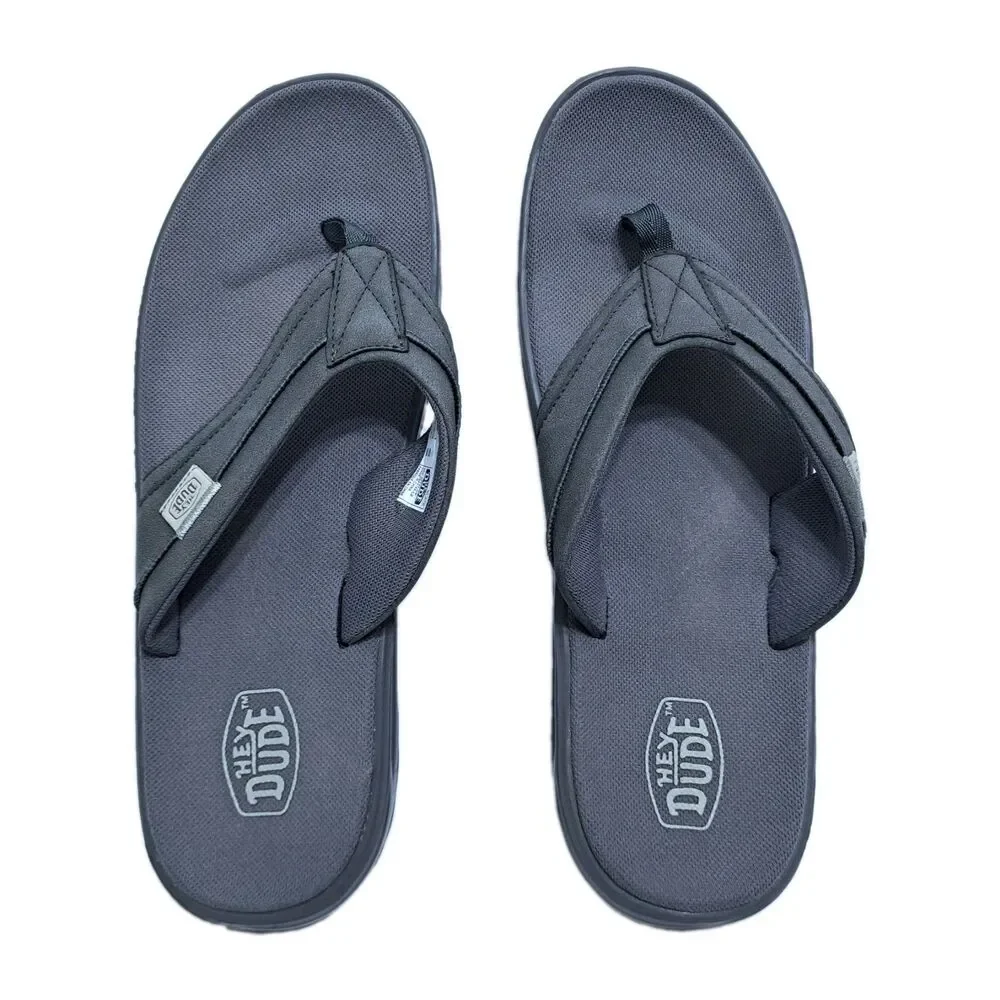Hey Dude Sami Men's Size 11 Gray Casual Sandals Flip Flops Beach Pool